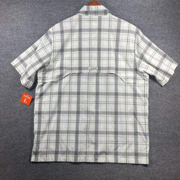 Habit NWT Button Down Fishing Shirt Men's Large Gray/Green Plaid UPF 40+ - Picture 10 of 11